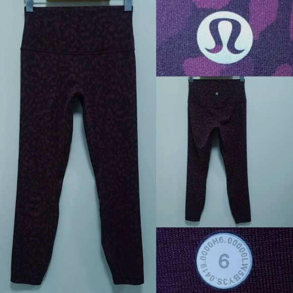 3 Lululemon Align Pant II Camo Raspberry Glo Run Inspire Size 6 Small Bundle - Picture 3 of 16